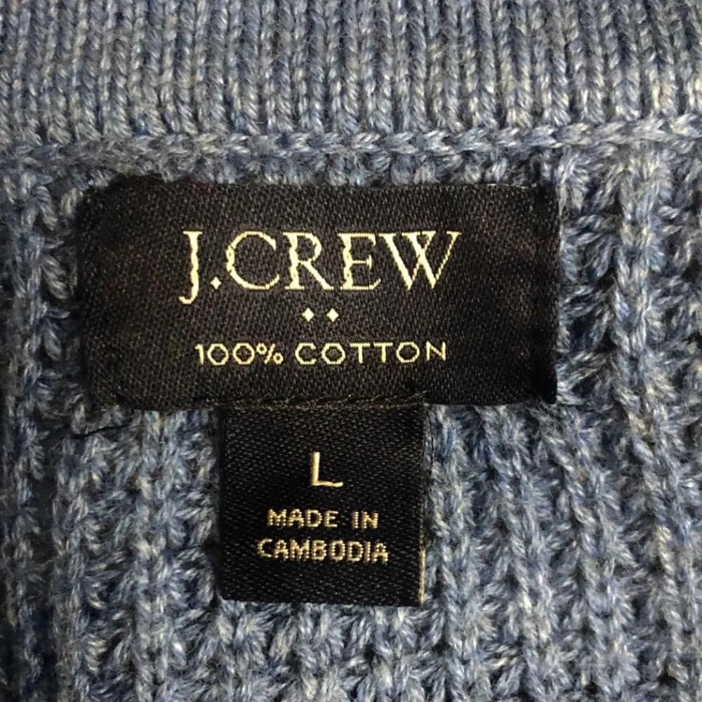 J. Crew Waffle Knit Blue Quarter Zip Pullover